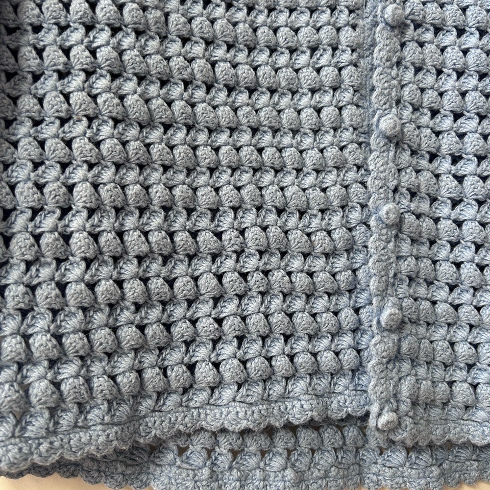 Vintage Casual Corner Baby Blue Crocheted. Coastal. Cottagecore. Y2K.  Festival - Picture 2 of 16